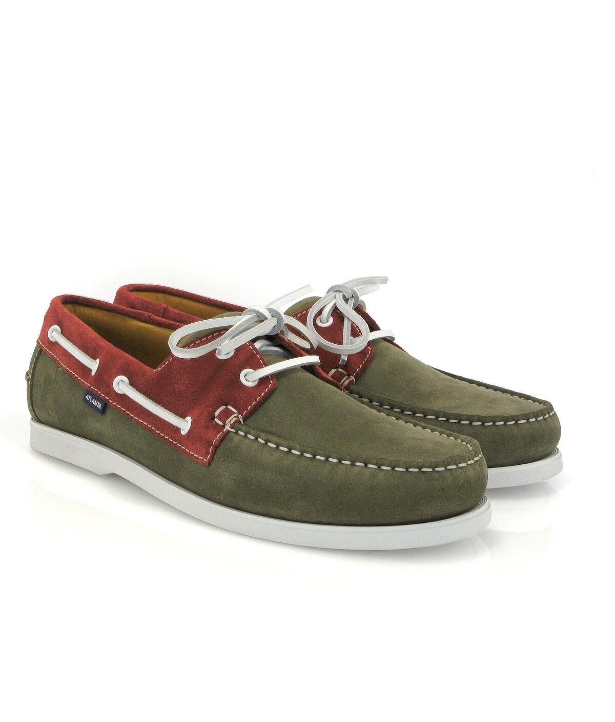 Sapatos de Vela Bicolor em Camurça Verde-militar-3