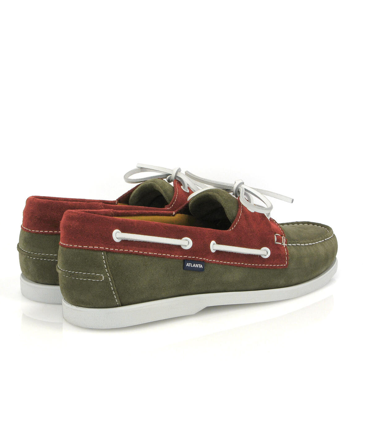 Sapatos de Vela Bicolor em Camurça Verde-militar-4