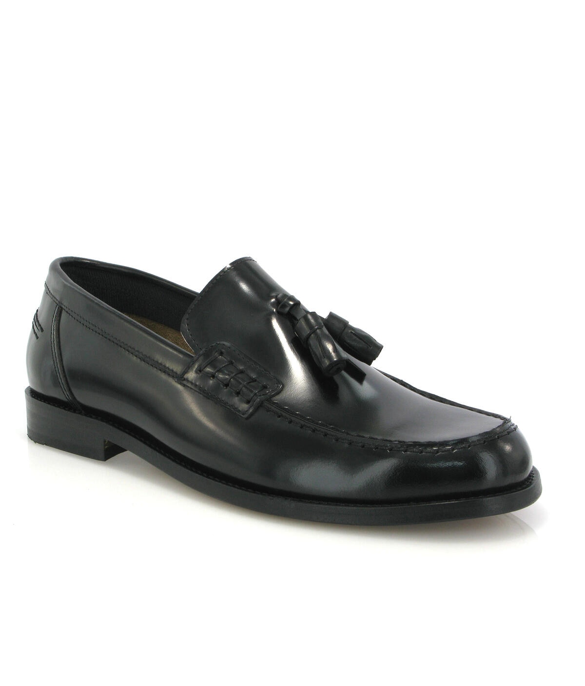 Loafers Boston em Pele Polida com Borlas Preto-2