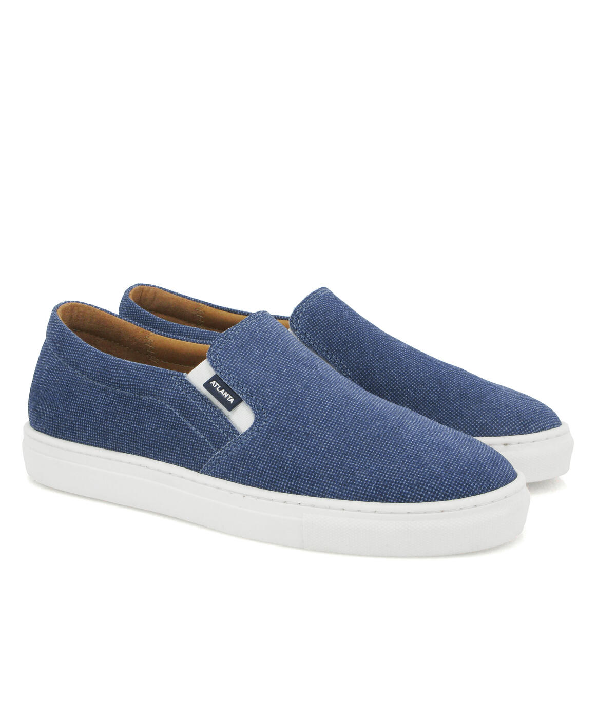 Sapatilhas Slip On em Pele Denim Azul-3