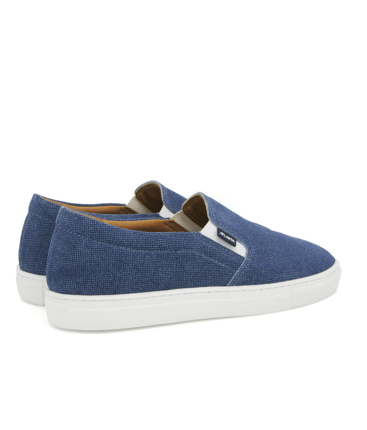 Sapatilhas Slip On em Pele Denim Azul-4