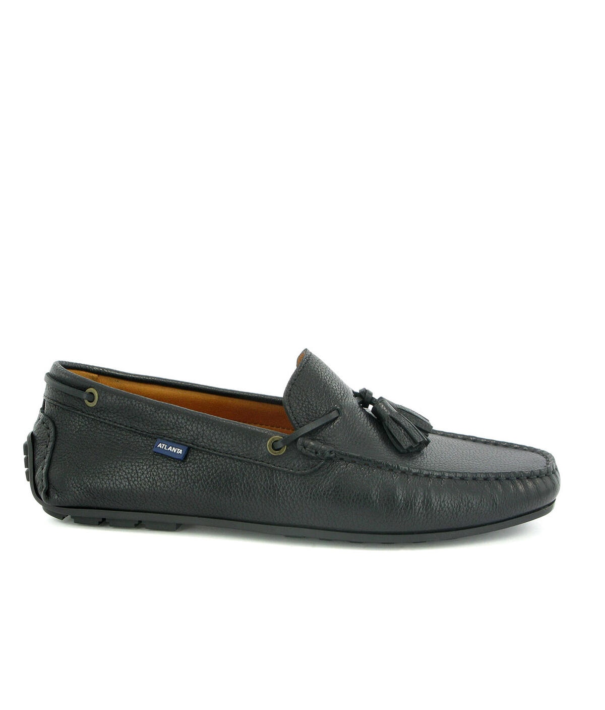Mocassins City Loafers com Borlas em Pele Gravada Preto-1