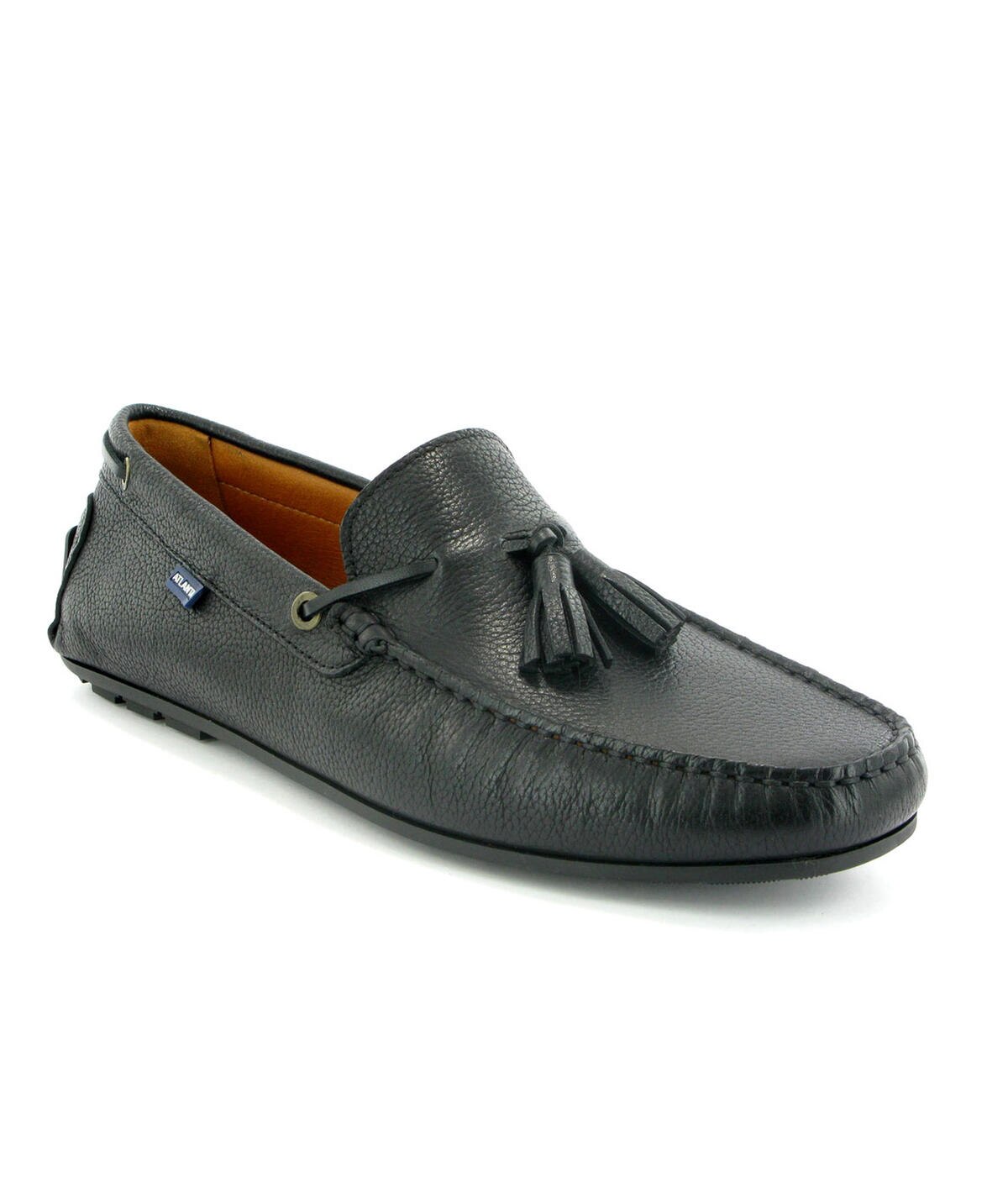 Mocassins City Loafers com Borlas em Pele Gravada Preto-2