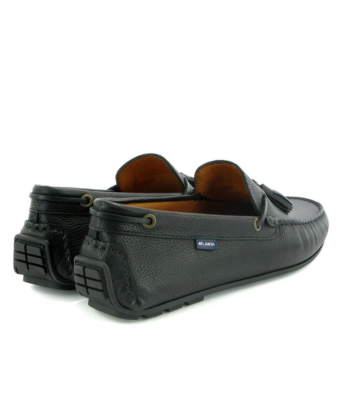 Mocassins City Loafers com Borlas em Pele Gravada Preto-4