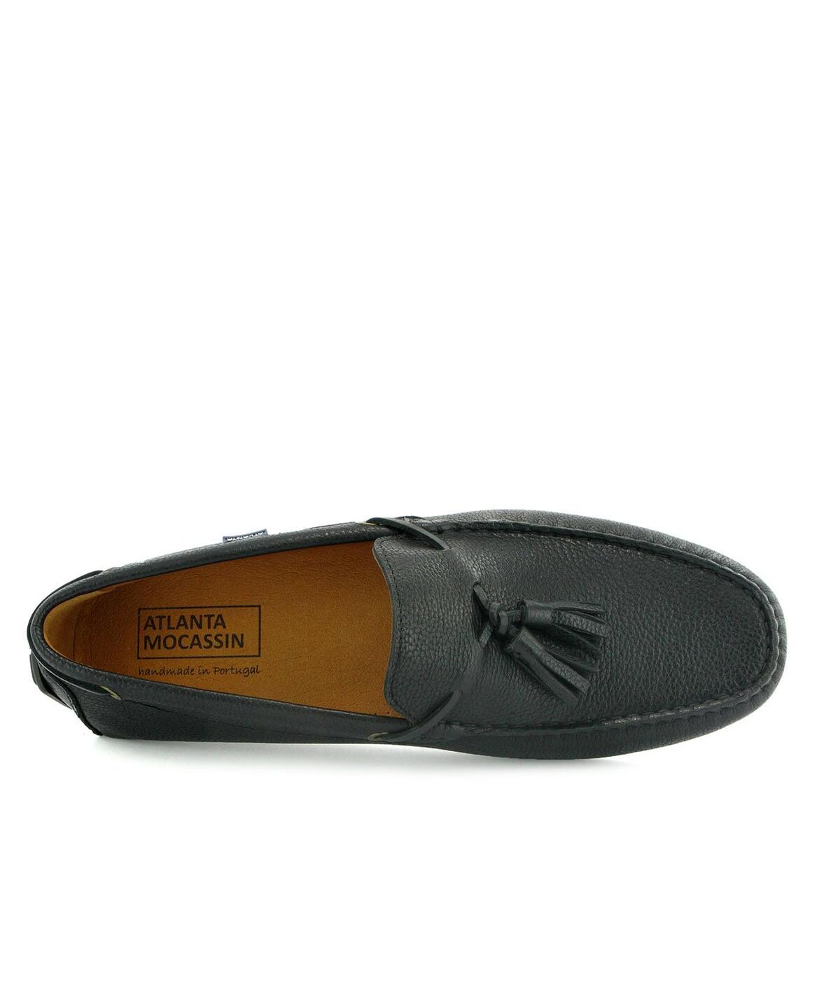 Mocassins City Loafers com Borlas em Pele Gravada Preto-5