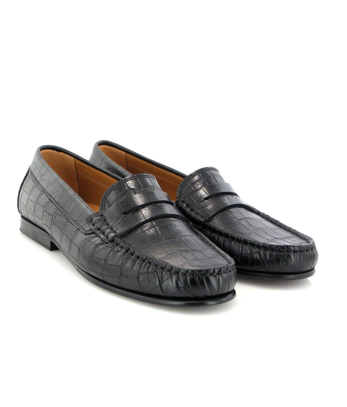 Loafers Yoki em Pele Efeito Croco Preto-3