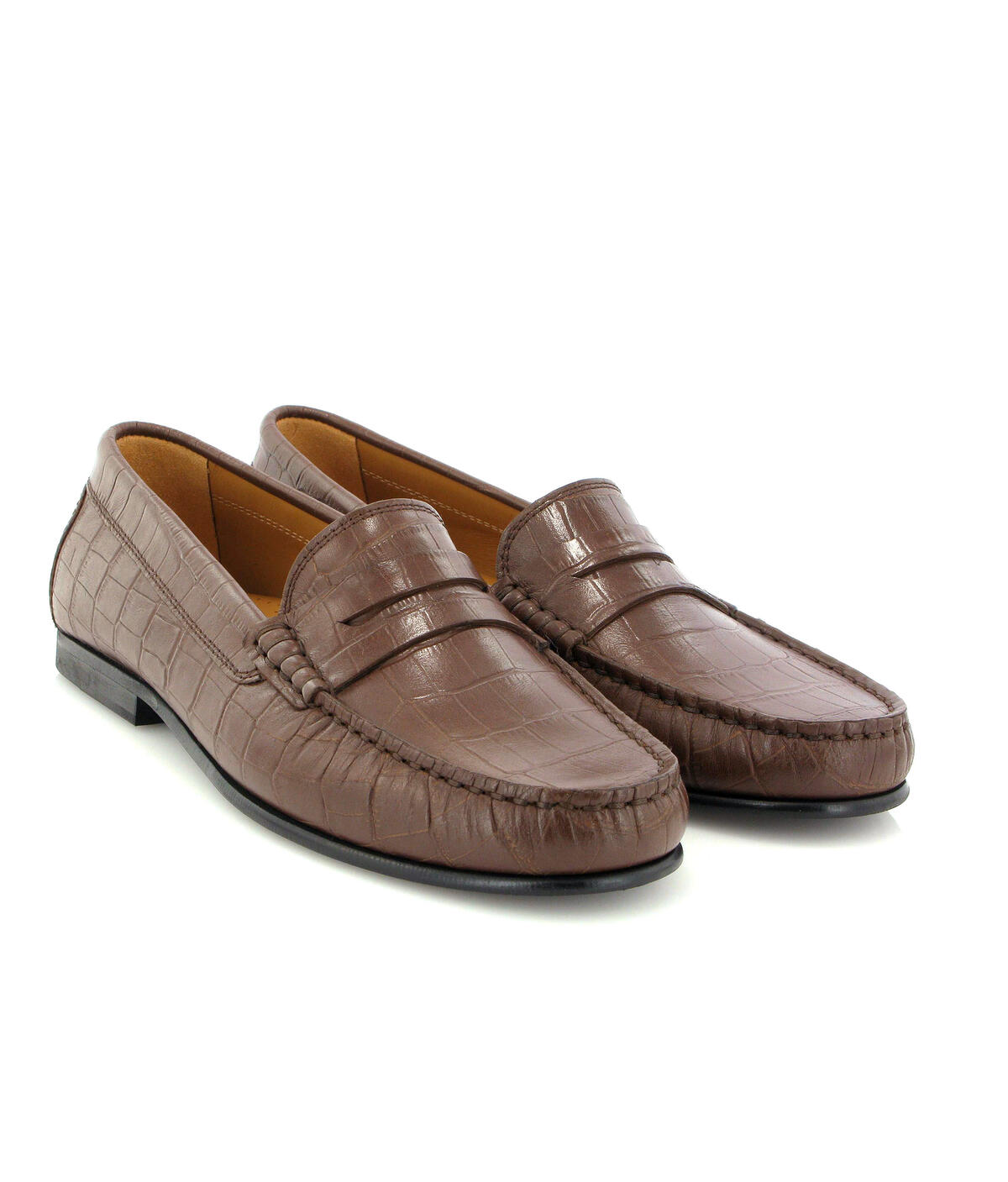 Loafers Yoki em Pele Efeito Croco Castanho-escuro-3