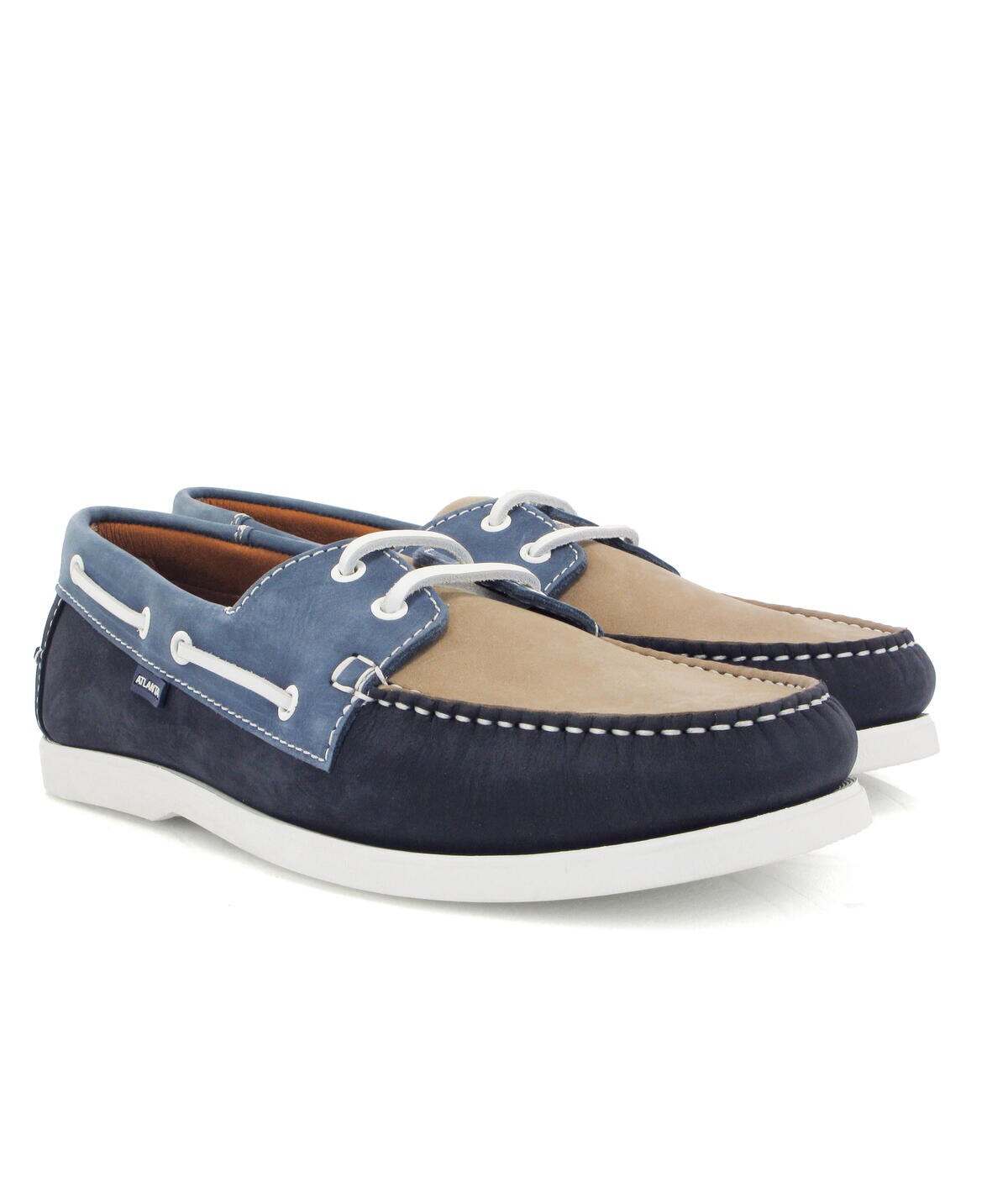 Sapatos de Vela Tricolor em Nobuck Azul-marinho-3
