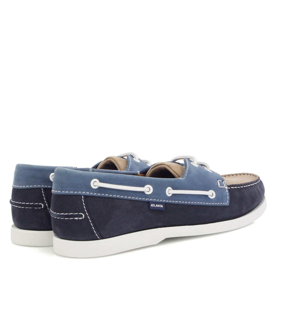 Sapatos de Vela Tricolor em Nobuck Azul-marinho-4