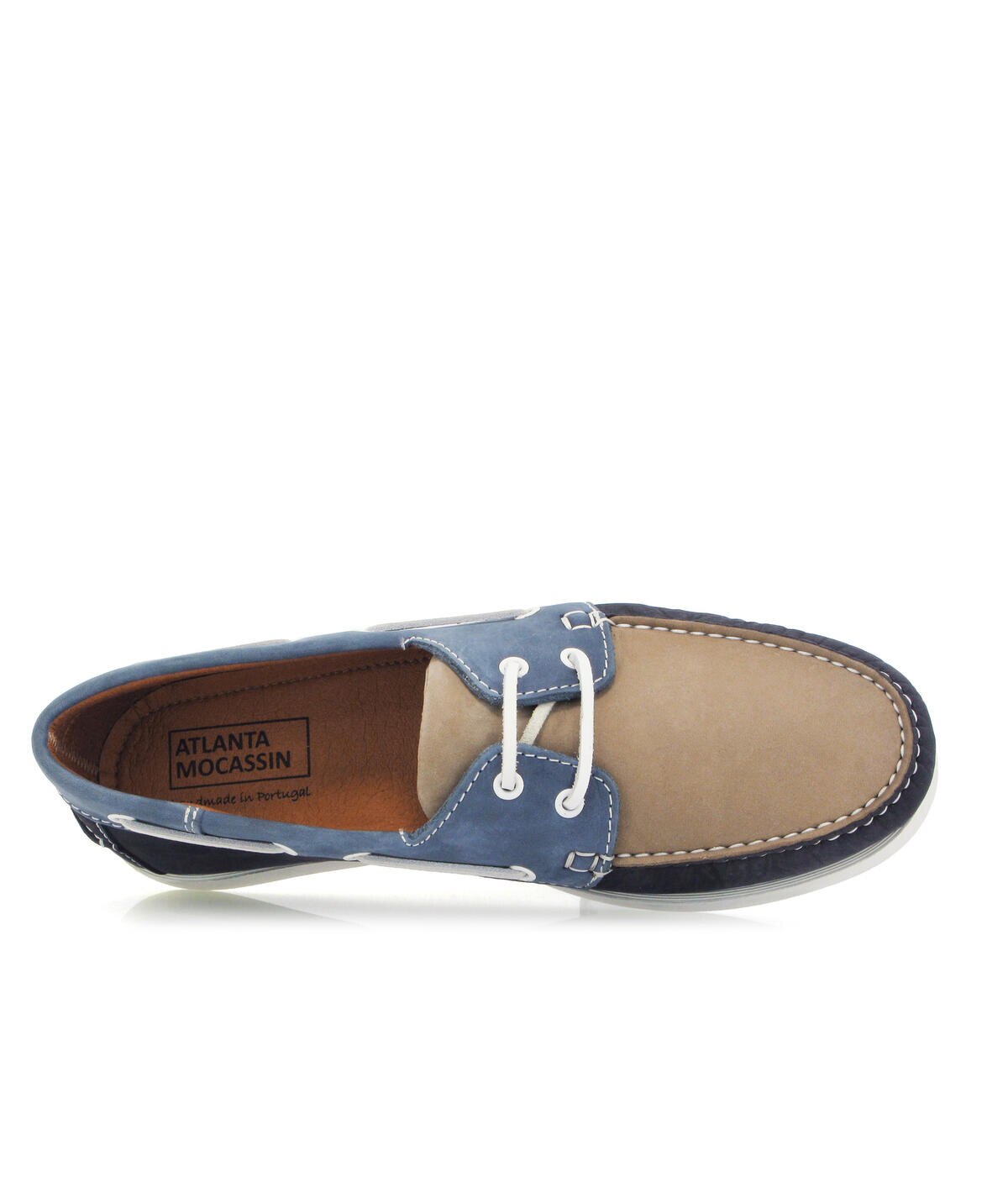 Sapatos de Vela Tricolor em Nobuck Azul-marinho-5