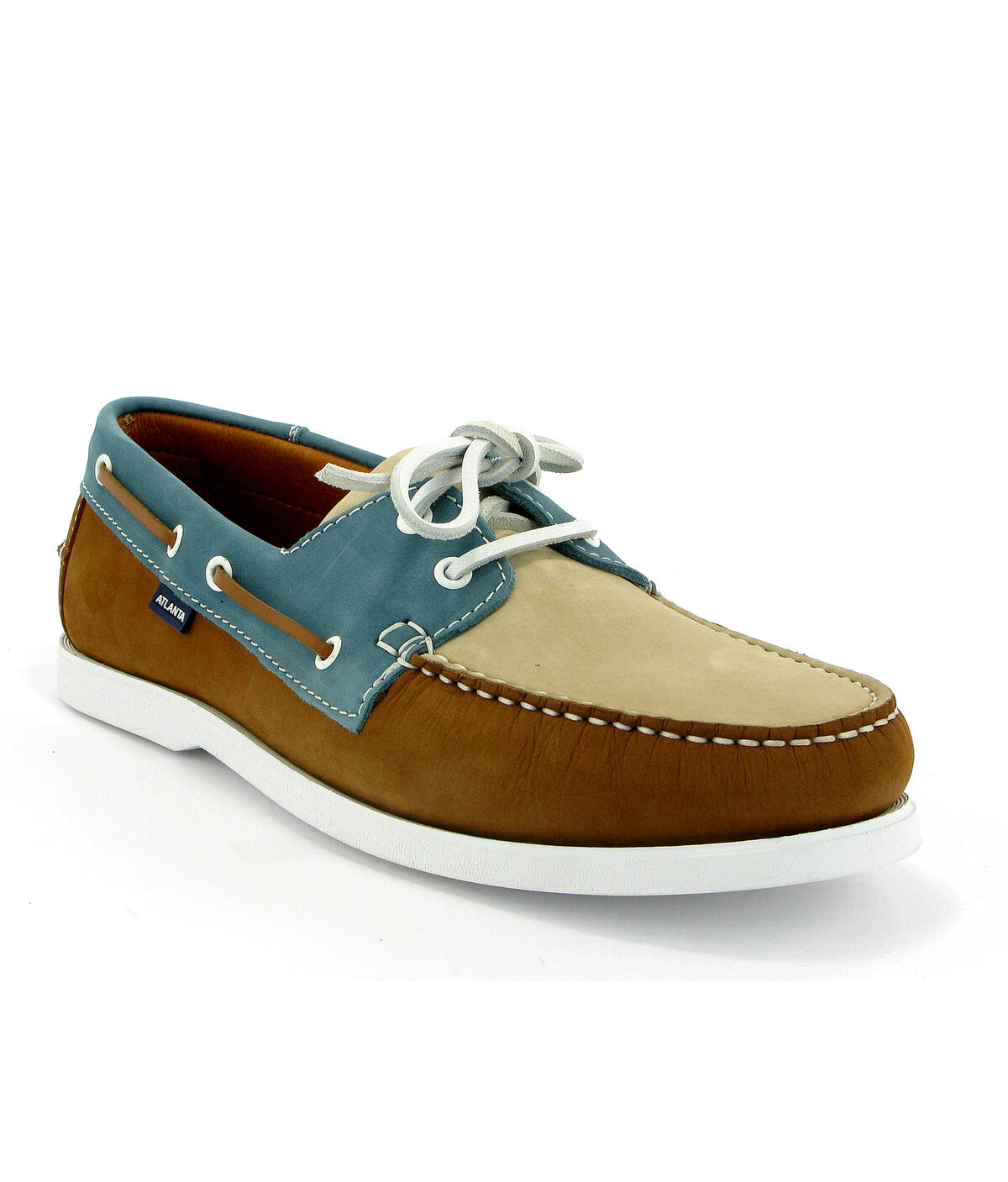Sapatos de Vela Tricolor em Nobuck Camel-2