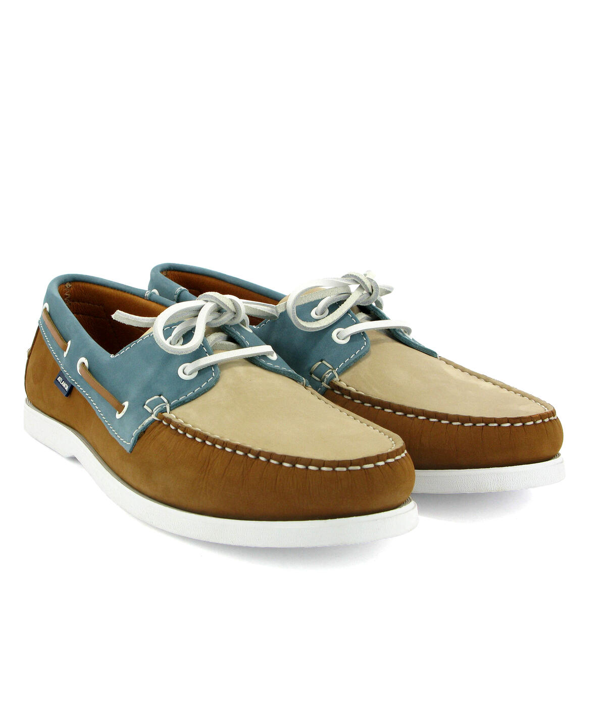 Sapatos de Vela Tricolor em Nobuck Camel-3
