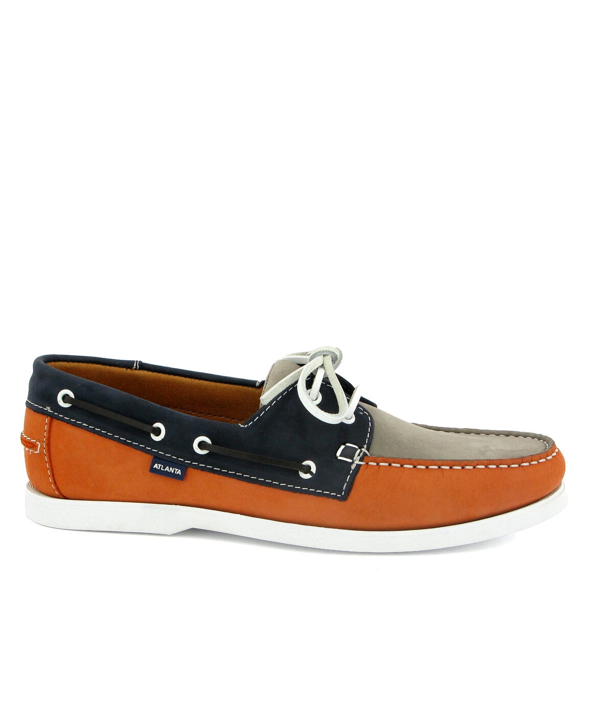 Sapatos de Vela Tricolor em Nobuck Azul-marinho-1