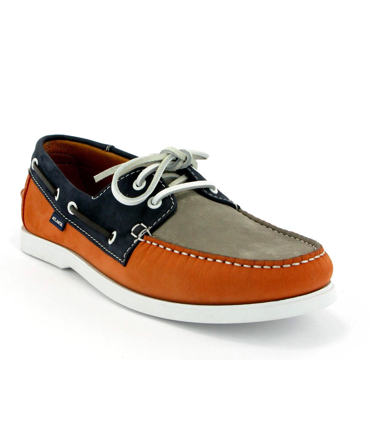 Sapatos de Vela Tricolor em Nobuck Azul-marinho-2