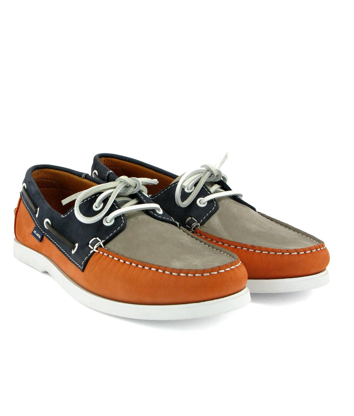 Sapatos de Vela Tricolor em Nobuck Azul-marinho-3
