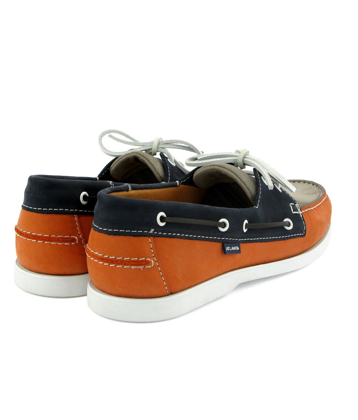 Sapatos de Vela Tricolor em Nobuck Azul-marinho-4