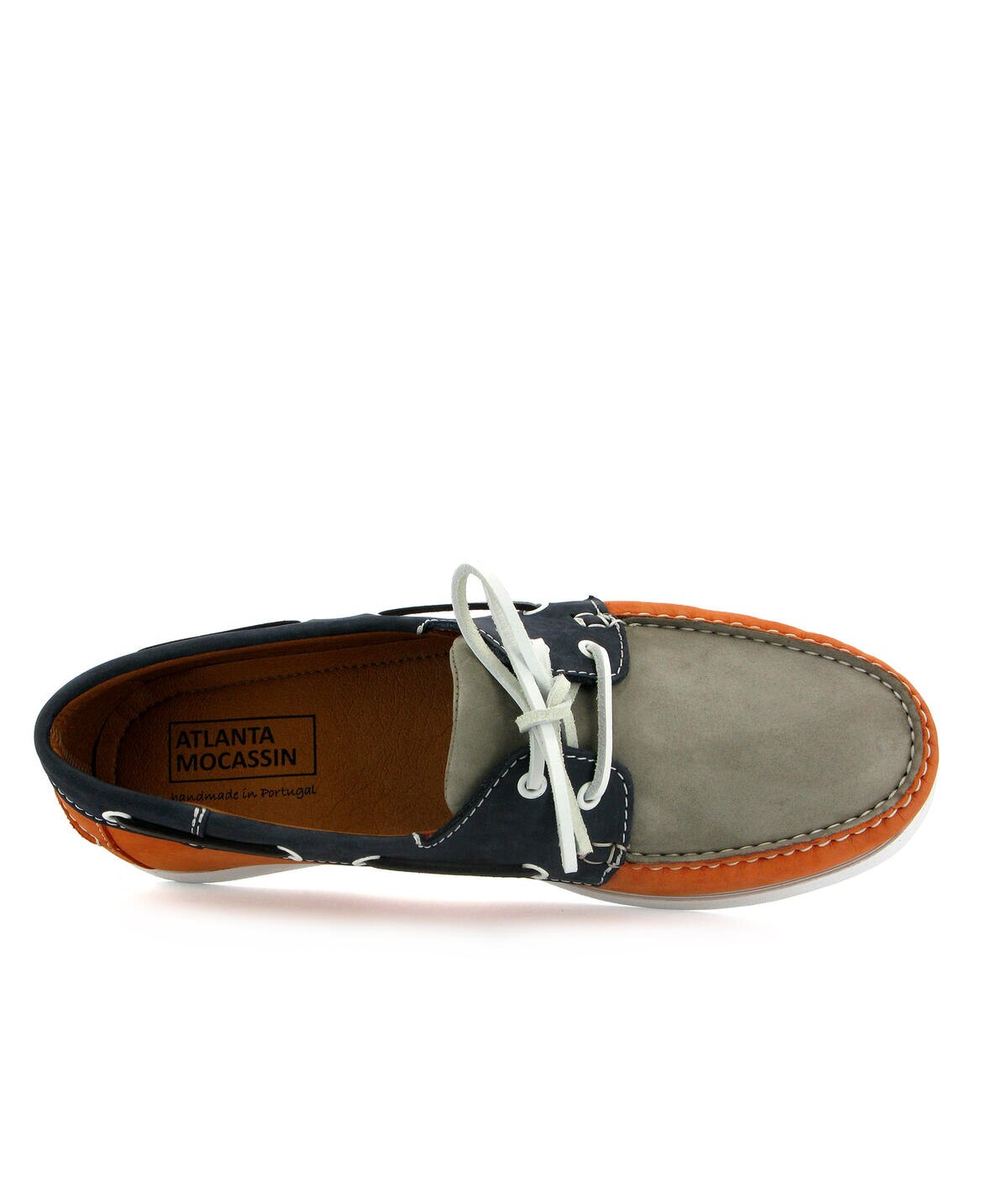 Sapatos de Vela Tricolor em Nobuck Azul-marinho-5