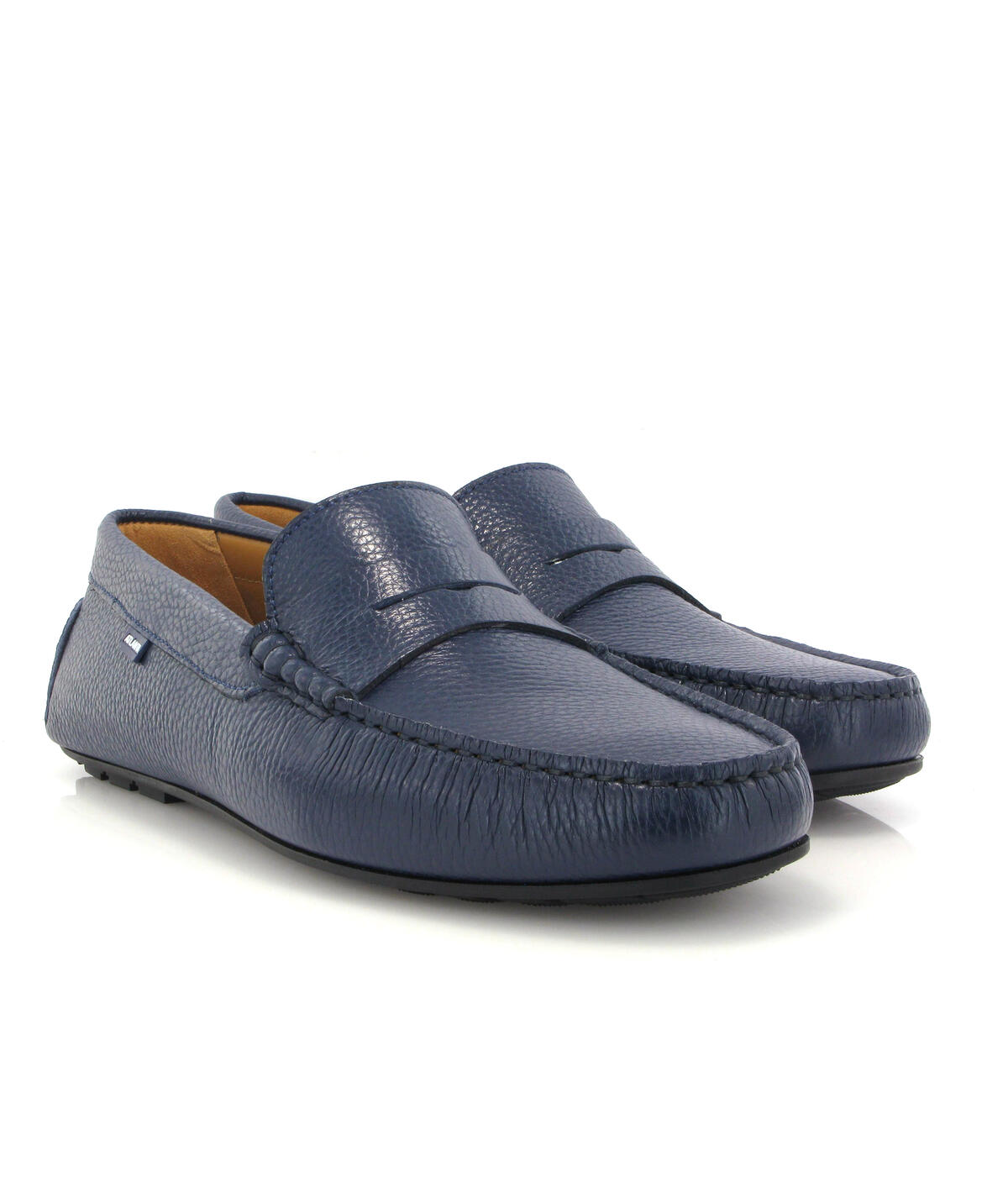 Mocassins City Loafers em Pele Gravada Azul-marinho-3