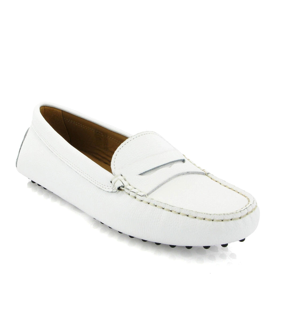 Drivers Michèle em Pele Gravada Branco-2