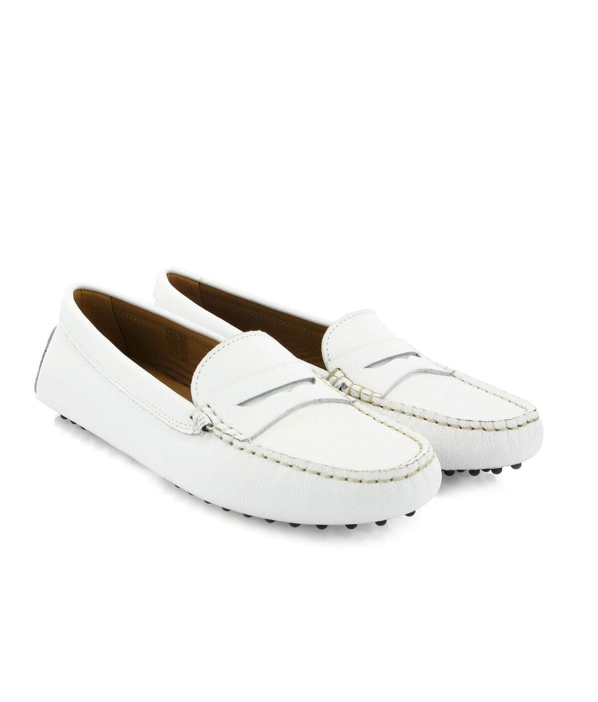 Drivers Michèle em Pele Gravada Branco-3