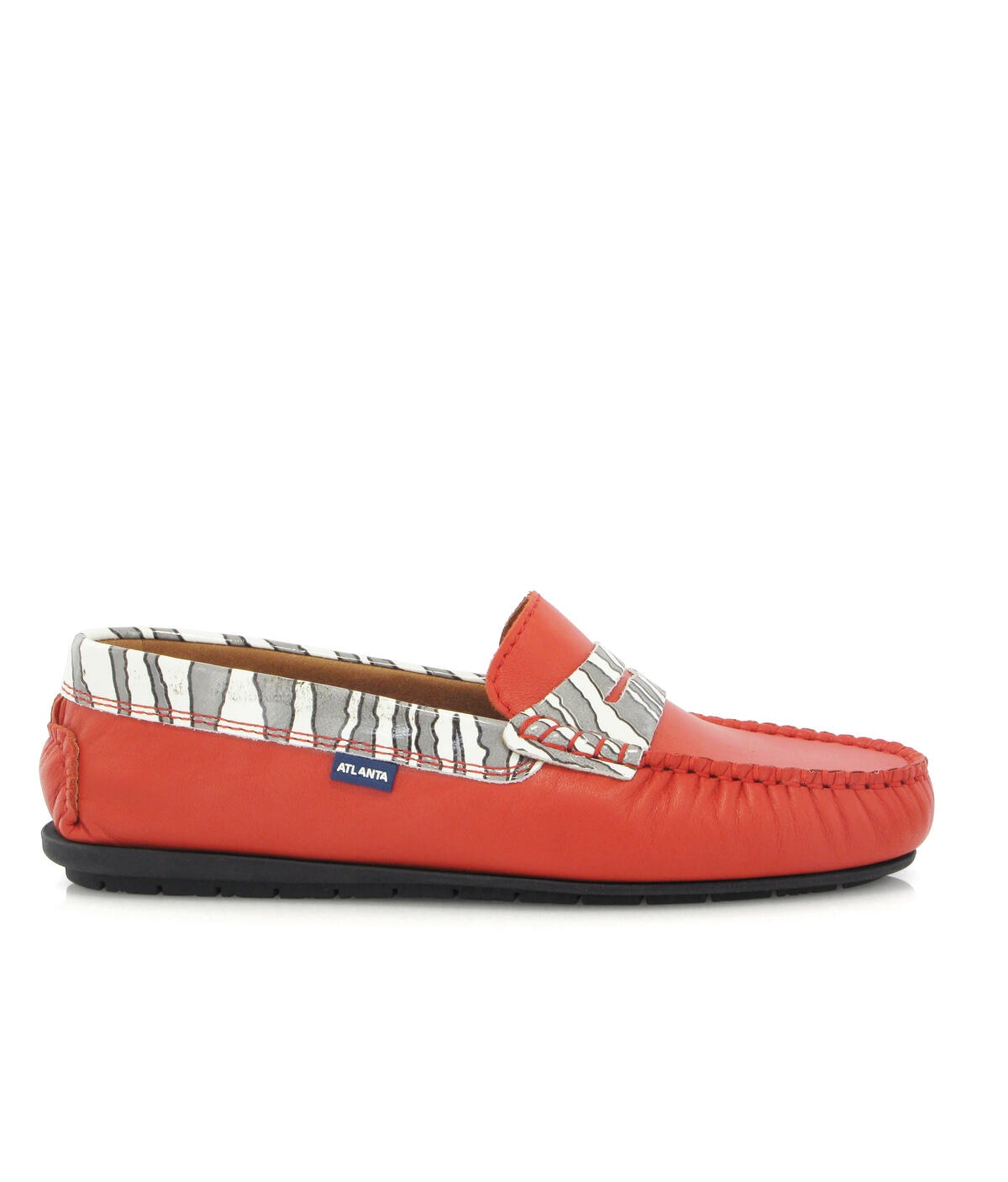 Mocassins em Pele com travessão estampado Multicolor-1