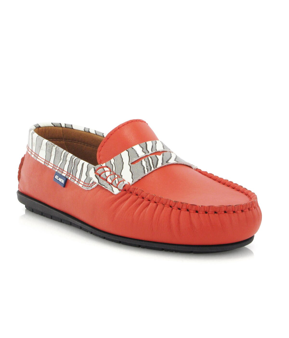 Mocassins em Pele com travessão estampado Multicolor-2