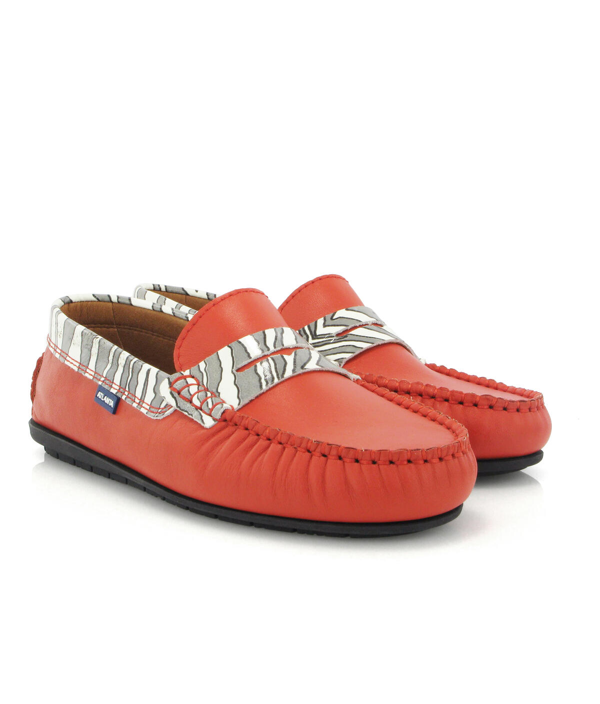 Mocassins em Pele com travessão estampado Multicolor-3
