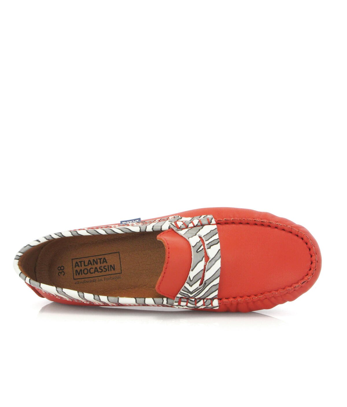 Mocassins em Pele com travessão estampado Multicolor-5
