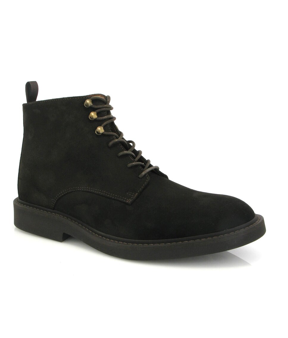 Botas com cordões em Camurça Castanho-escuro-2
