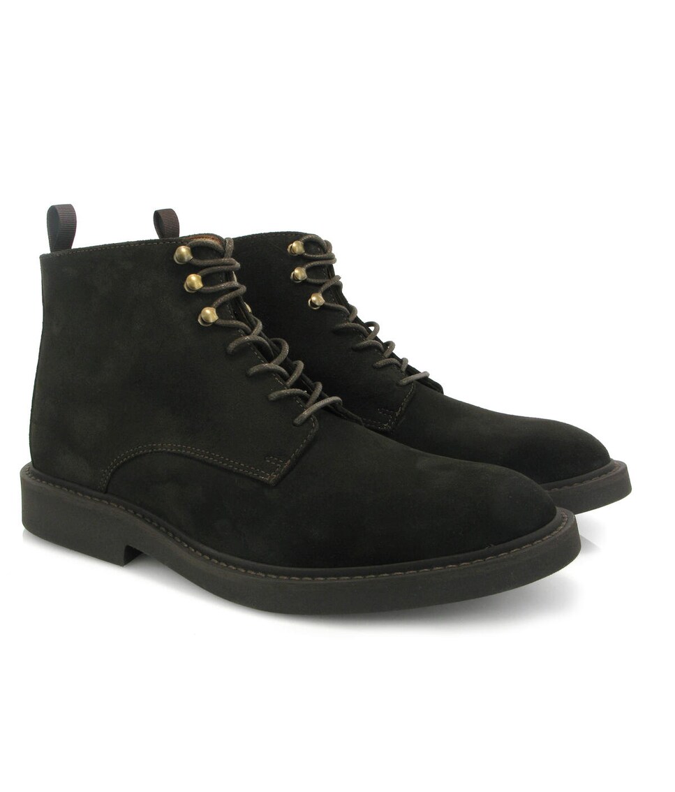 Botas com cordões em Camurça Castanho-escuro-3