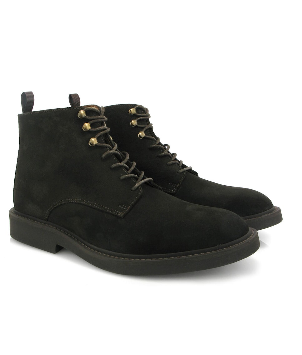 Botas com cordões em Camurça Castanho-escuro-3