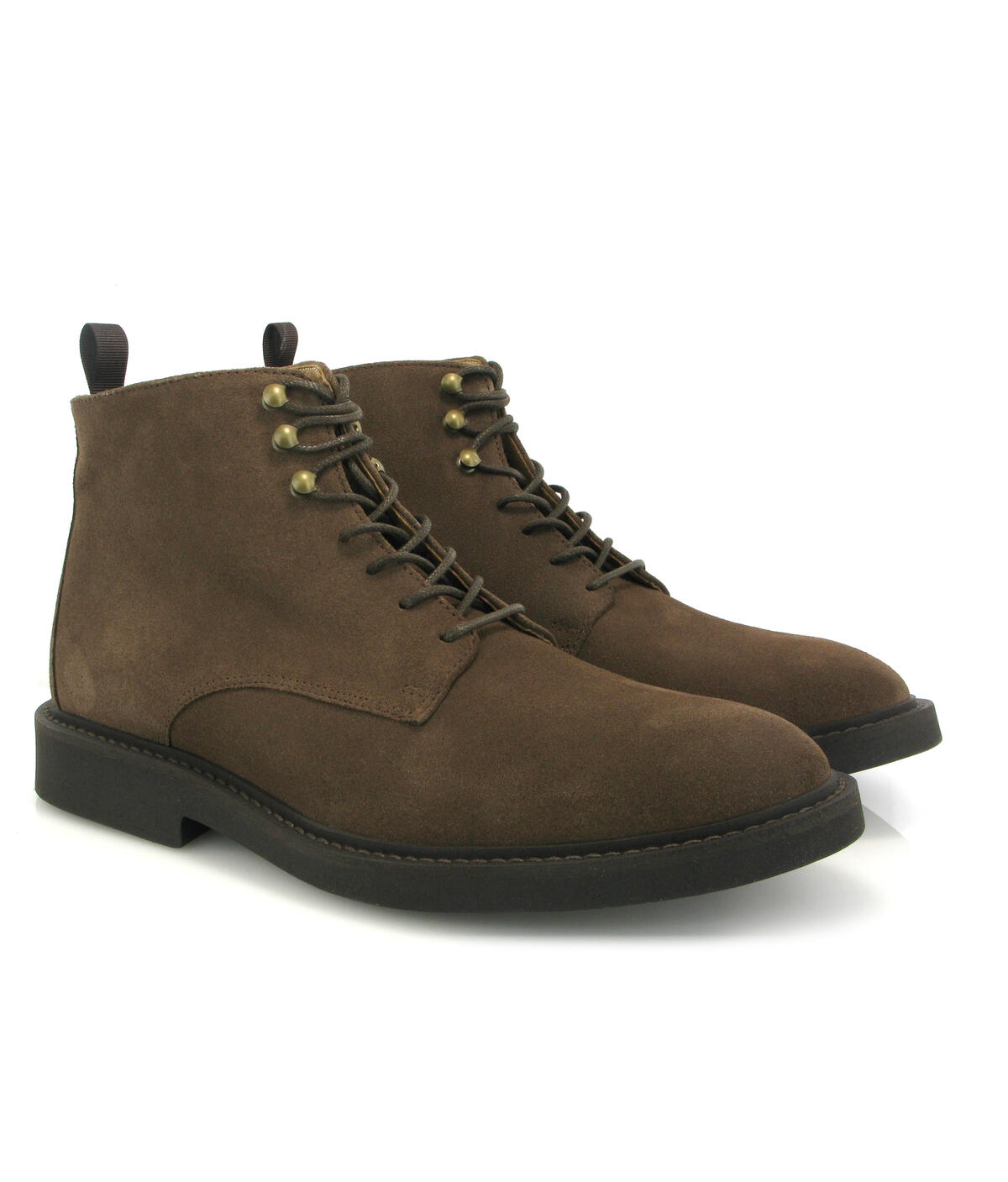 Botas com cordões em Camurça Castanho-claro-3