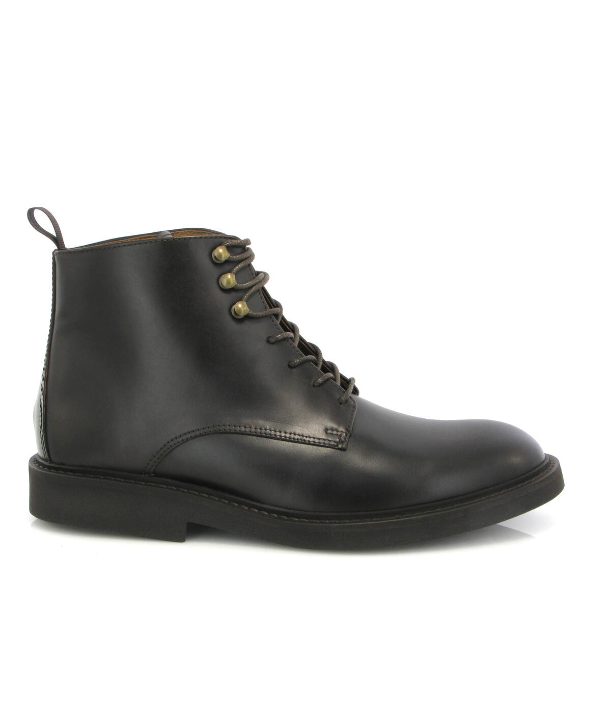 Botas com cordões em Pele Pull Up Castanho-escuro-1