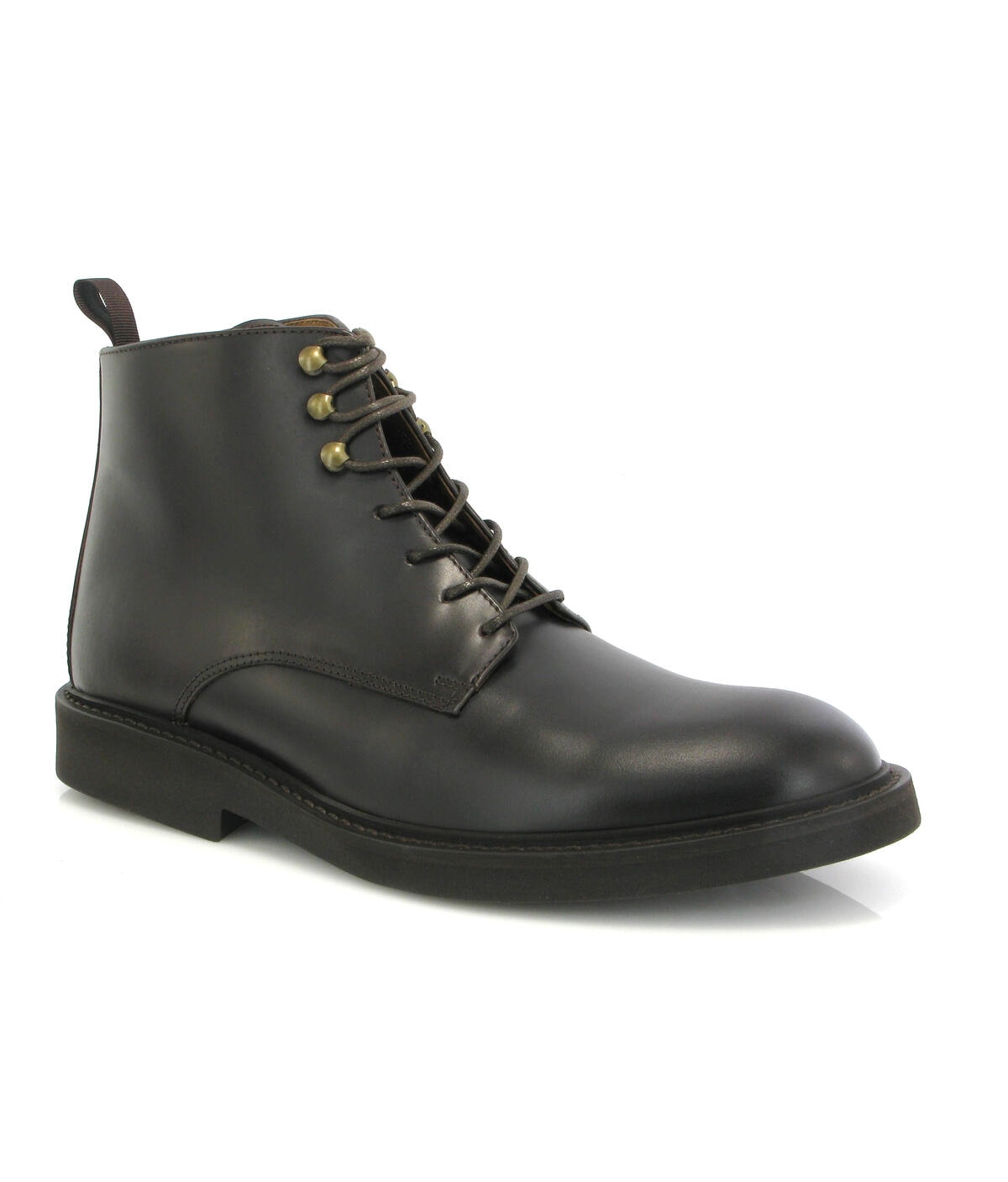 Botas com cordões em Pele Pull Up Castanho-escuro-2