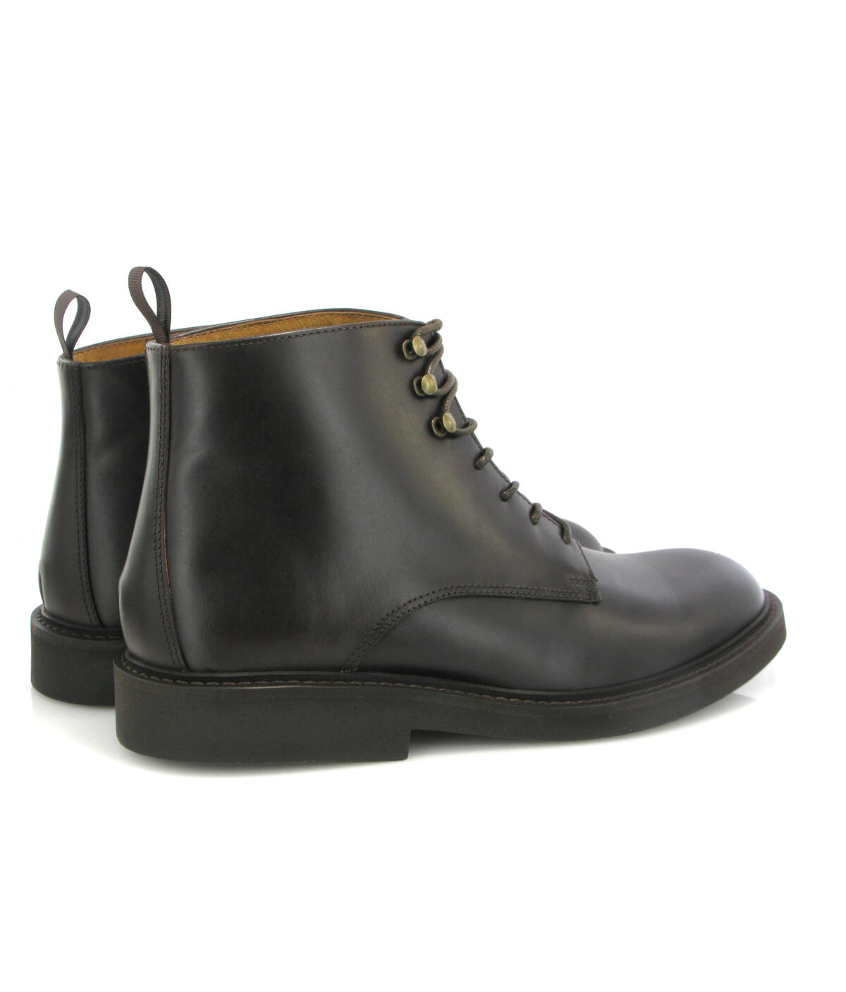 Botas com cordões em Pele Pull Up Castanho-escuro-4