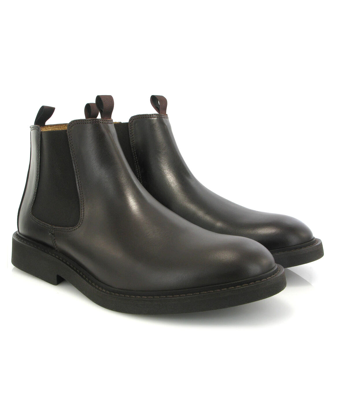 Botas Chelsea em Pele Pull Up Castanho-escuro-3