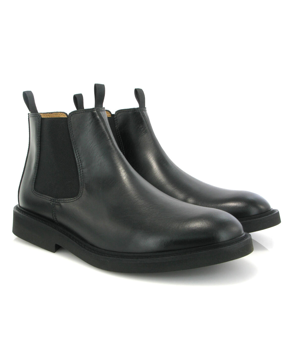 Botas Chelsea em Pele Pull Up Preto-3