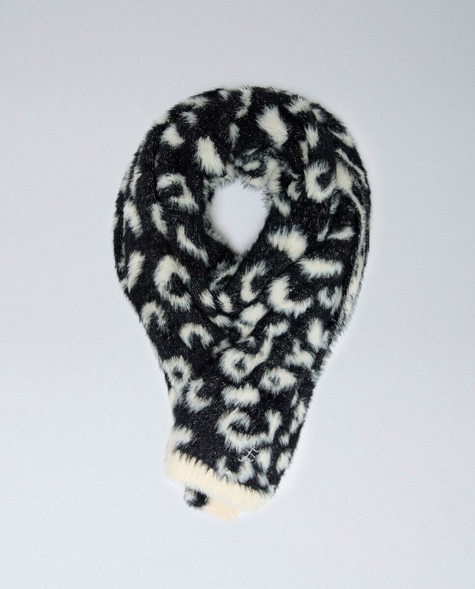 Écharpe com Estampado Animal Print Preto-3
