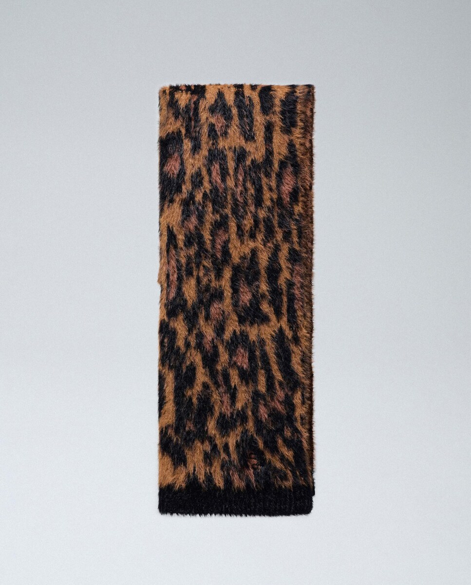 Cachecol com Estampado Animal Print Castanho-4