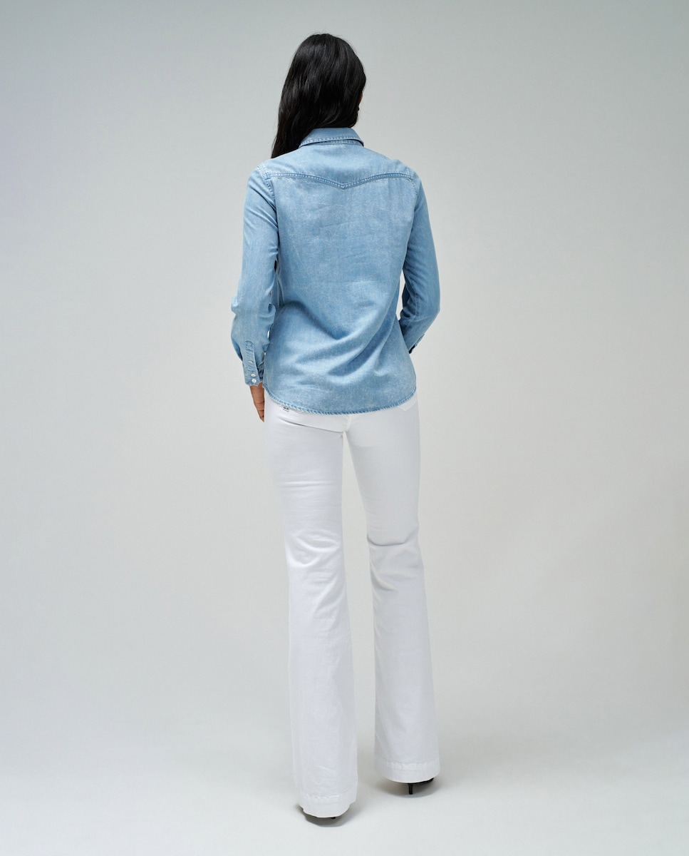 Camisa Lightdenim com Efeitos de Lavagem Azul-3