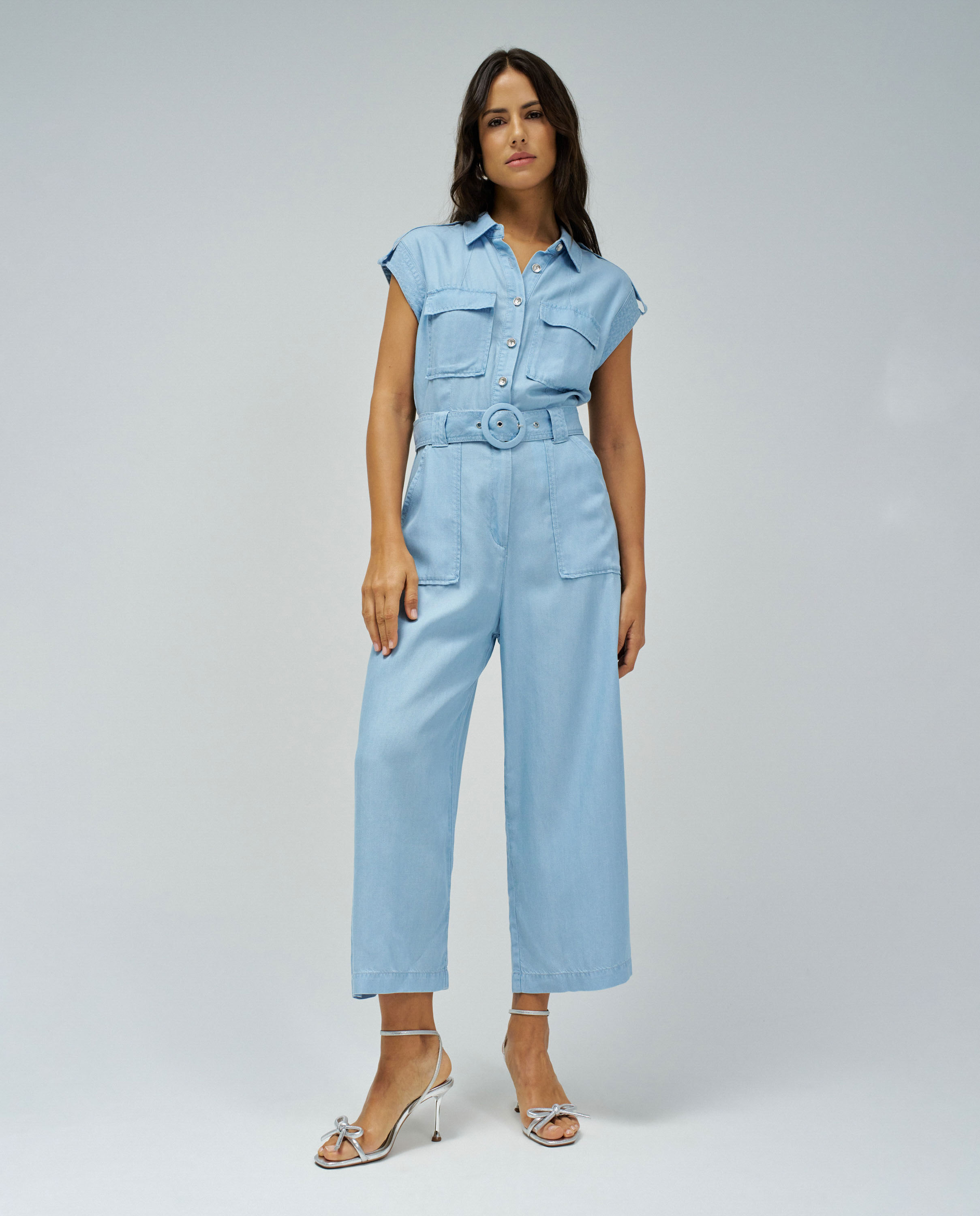 Macacão em Lightdenim com Cinto Azul-5