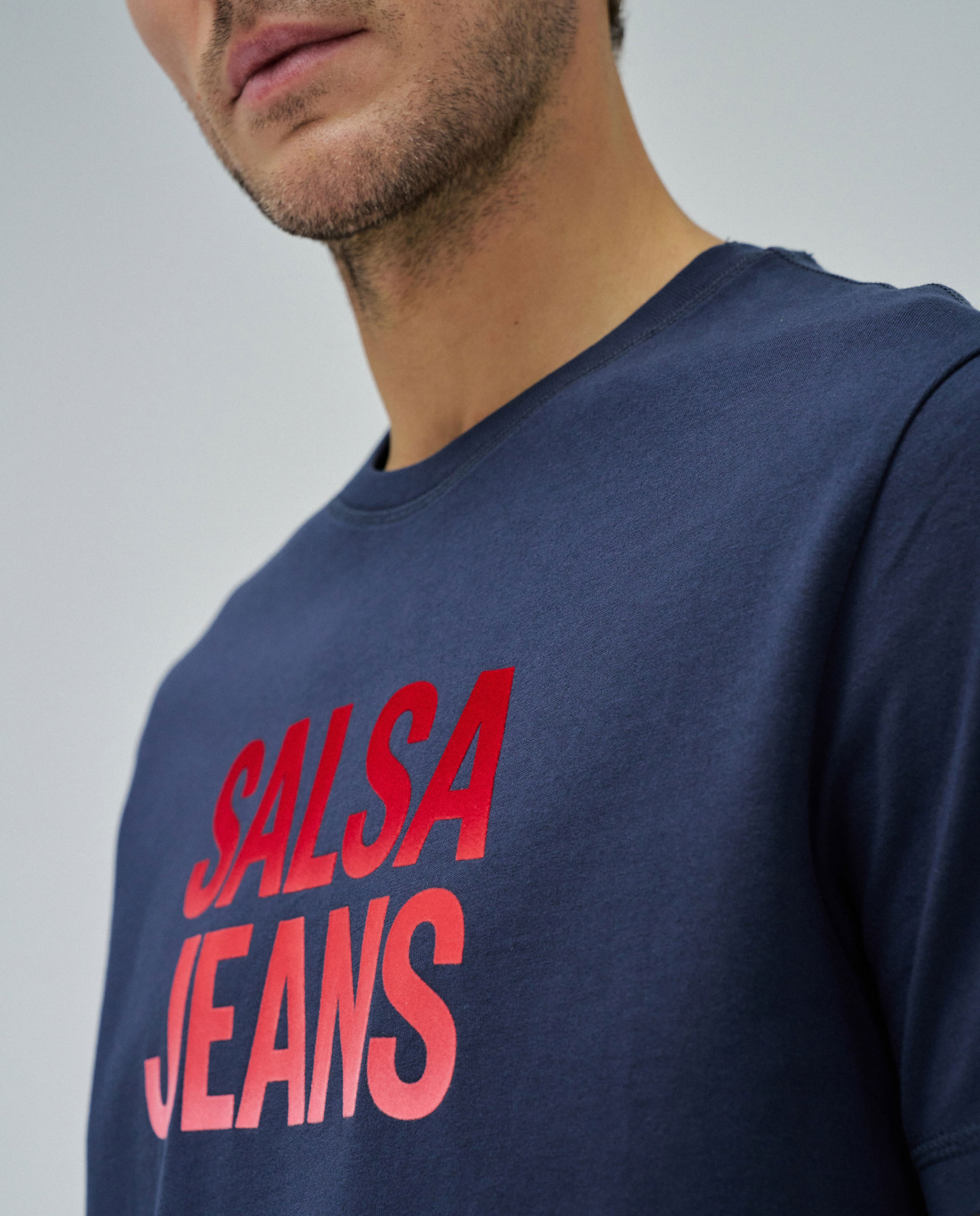T-shirt com Branding de Manga Curta Azul-4