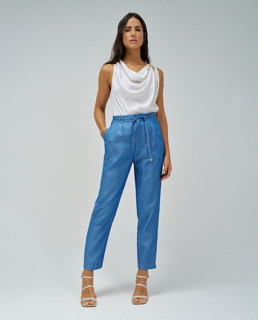 Imagem 0 de Calças Baggy Cropped Slim em Lightdenim