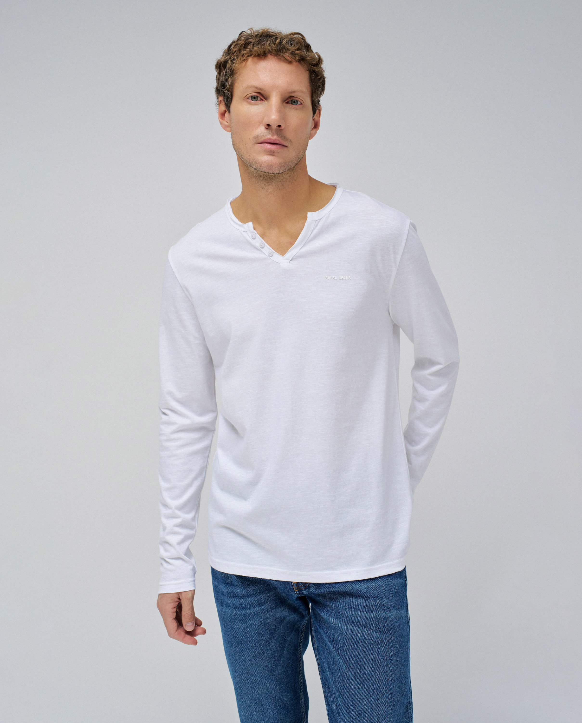 Camisola de Manga Comprida Branco-1