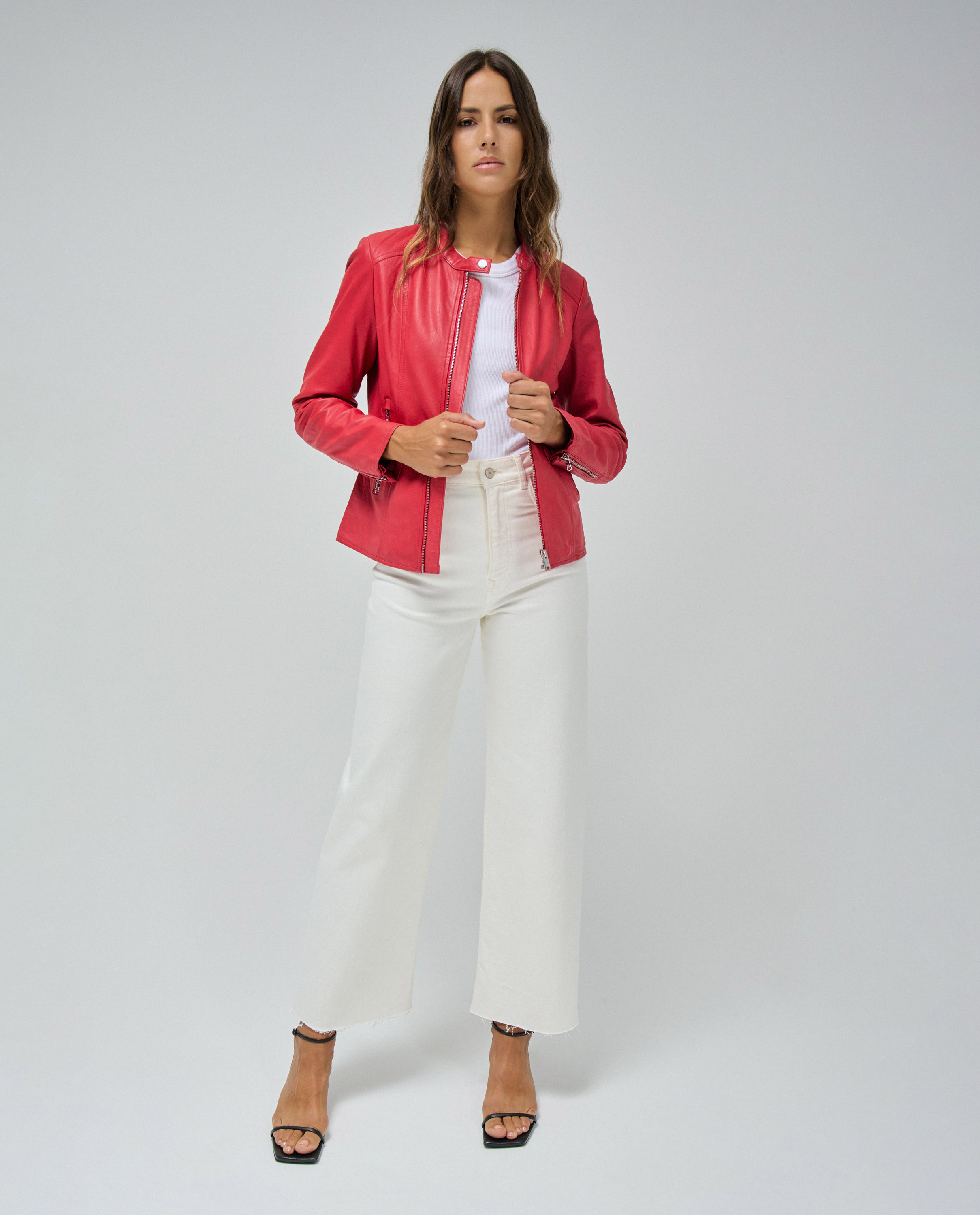 Blusão de Couro Vermelho-5