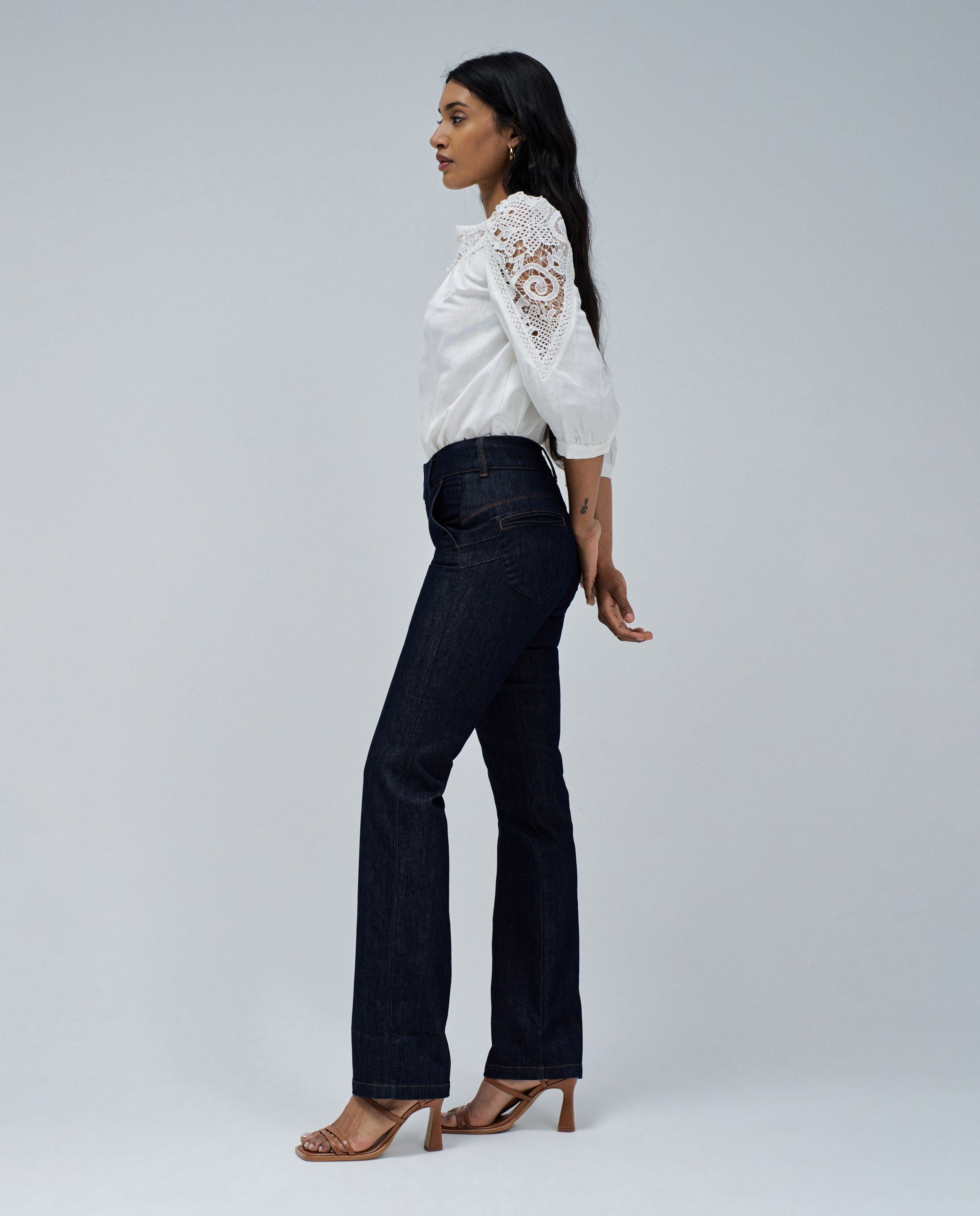 Jeans com Corte a Direito Secret Calças Chino Straight Azul-marinho-2