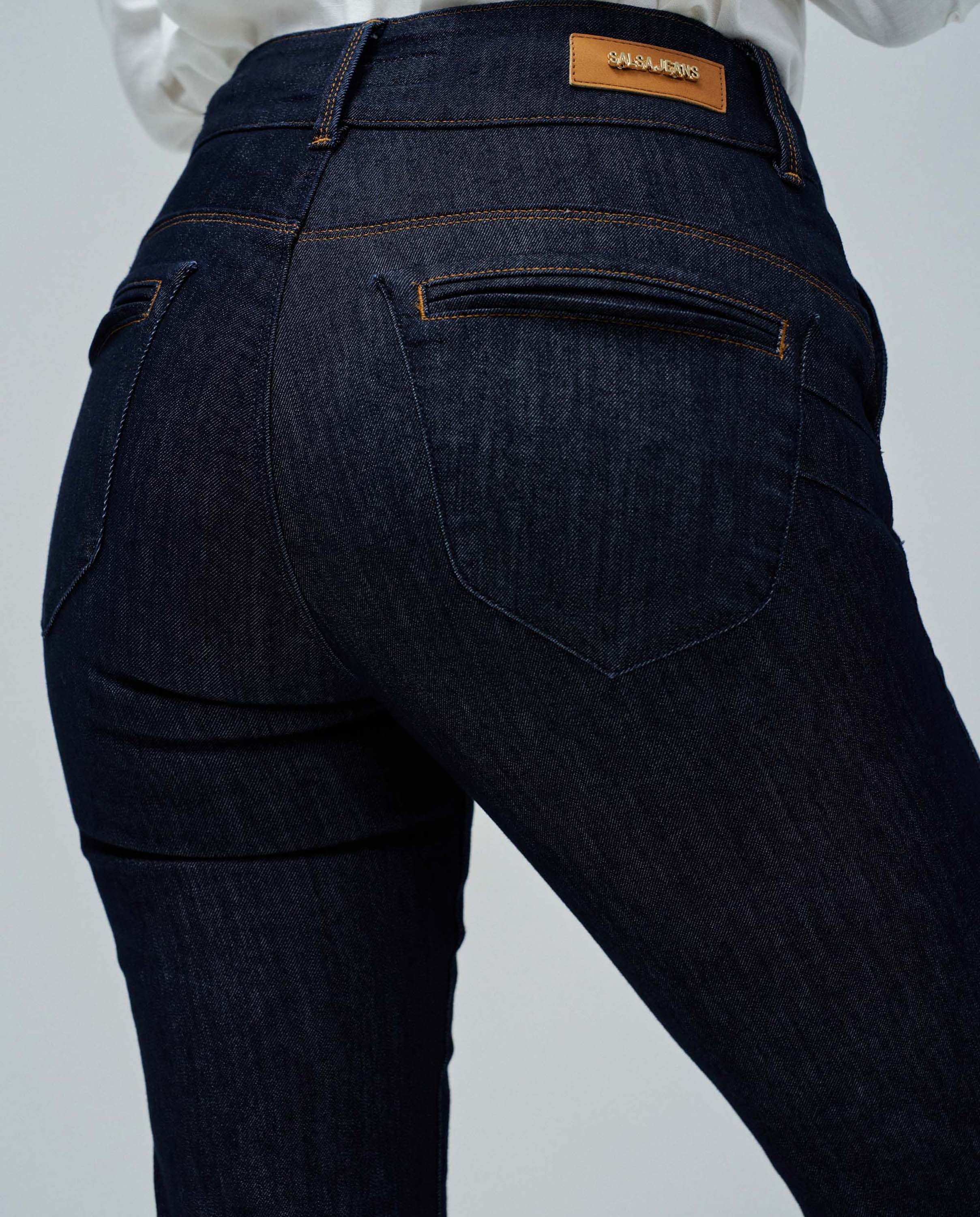Jeans com Corte a Direito Secret Calças Chino Straight Azul-marinho-4