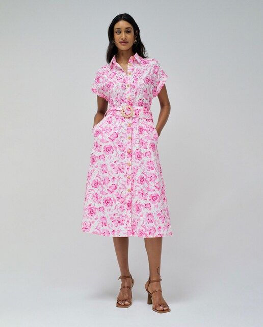 Imagem 0 de Vestido Tipo Camisa com Bordado Inglês