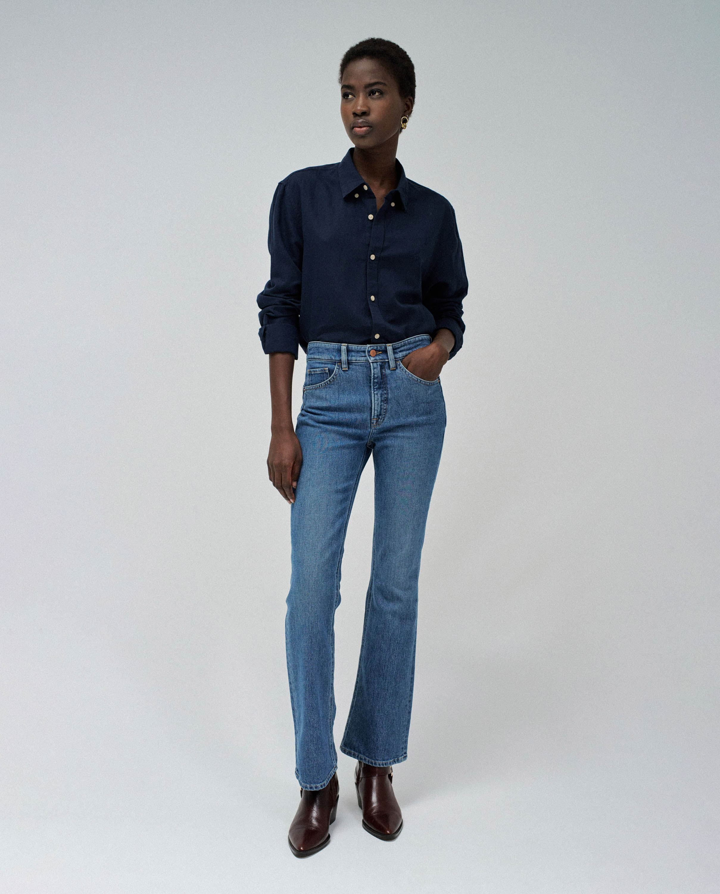Jeans Faith Bootcut de Cintura Subida Azul denim-1