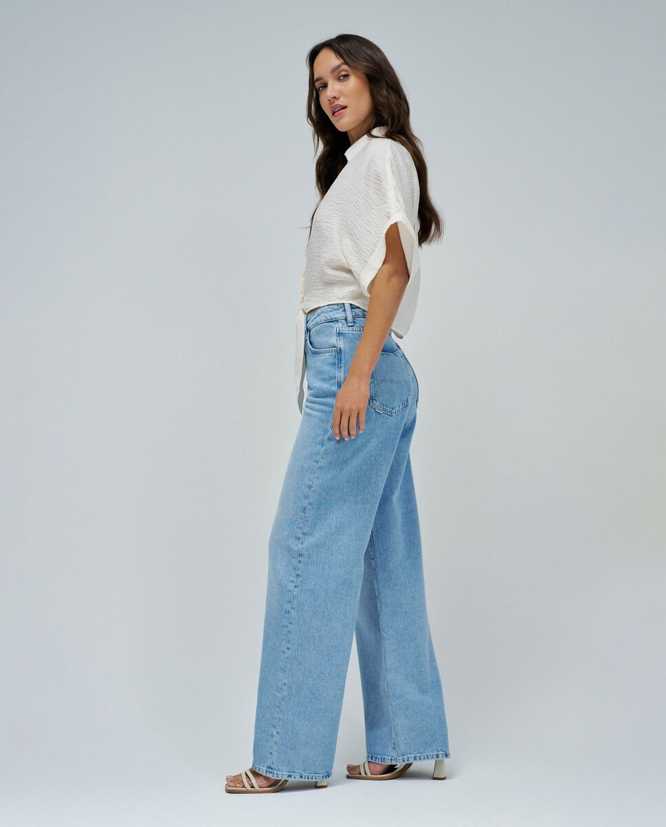 Camisa com Laço na Bainha Natural-2